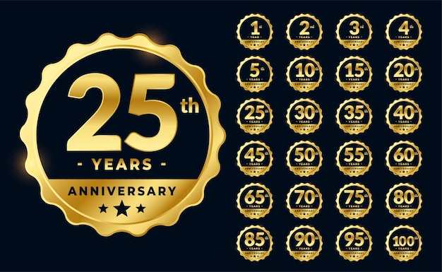 Set of golden anniversary emblems labels 