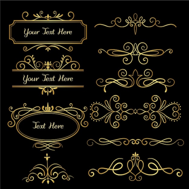 Free Vector set of golden calligraphic ornaments