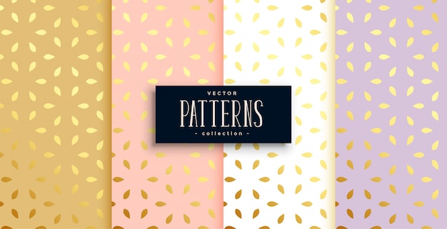 set of golden patterns on pastel color