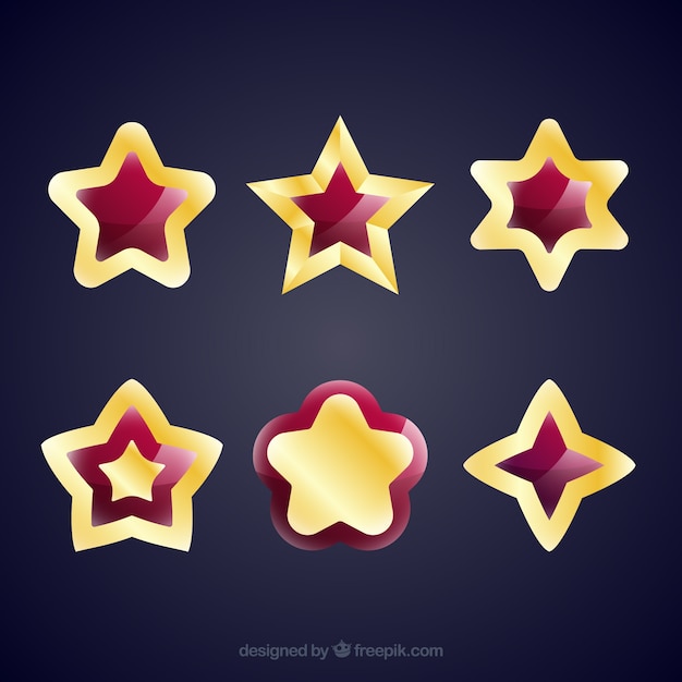 Set of golden and red stars