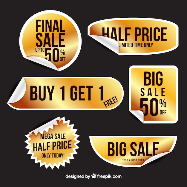 Set of golden sale sticker