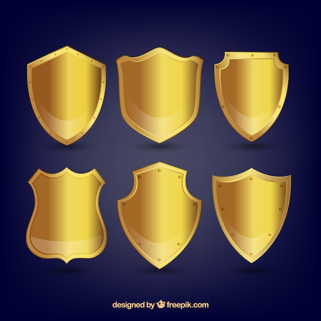 Set of golden shields