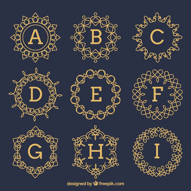 Free vector set of golden vintage monograms