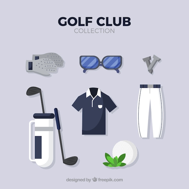 Free Vector set of golf club elements in flat style