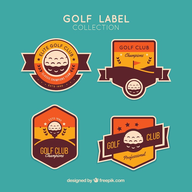 Set of golf labels in flat style