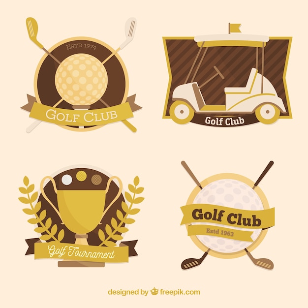 Free Vector set of golf labels in flat style