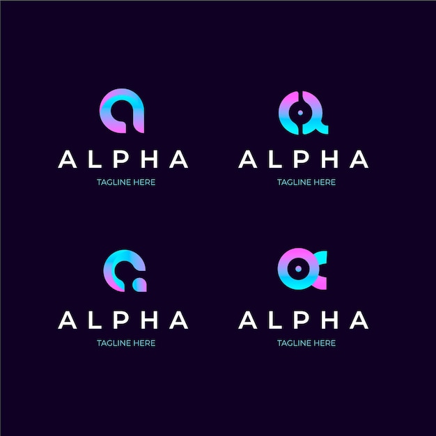 Free Vector set of gradient alpha logo templates