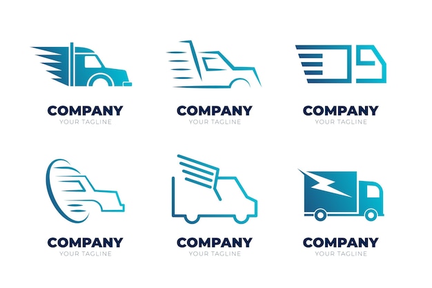 Free Vector set of gradient colored truck logos