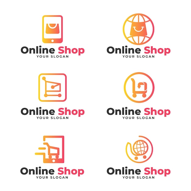 Free Vector set of gradient e-commerce logos