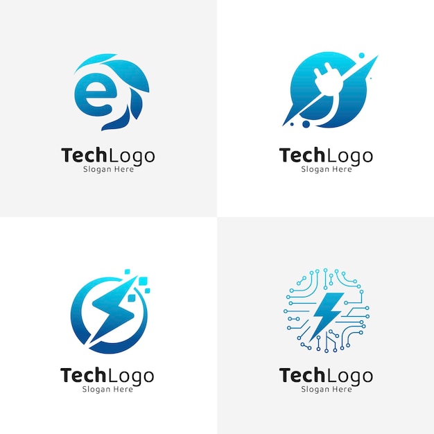 Free Vector set of gradient electronics logo templates