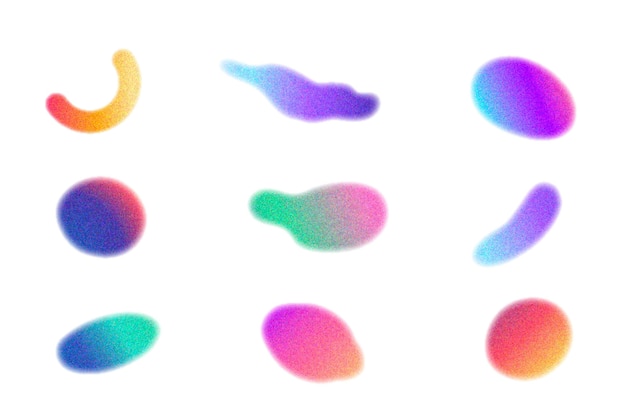 Set of gradient grainy gradient shapes