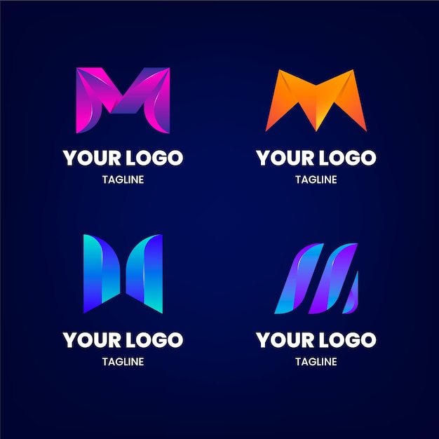 Free Vector set of gradient m logo templates