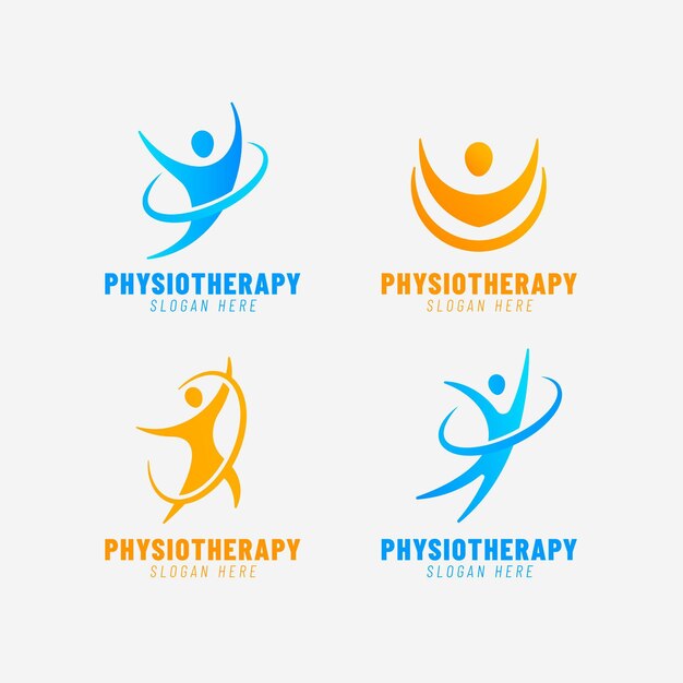 Set of gradient physiotherapy logo templates