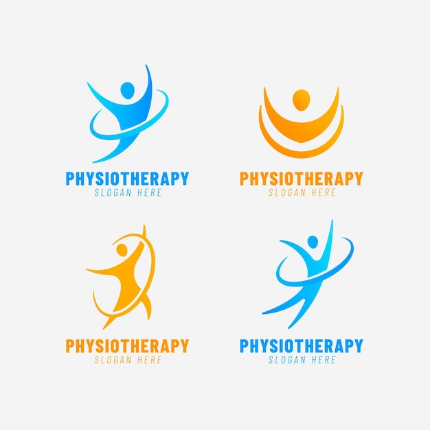 Set of gradient physiotherapy logo templates