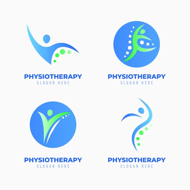 Free Vector set of gradient physiotherapy logo templates