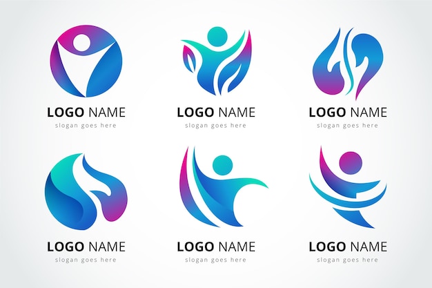 Set of gradient physiotherapy logo templates