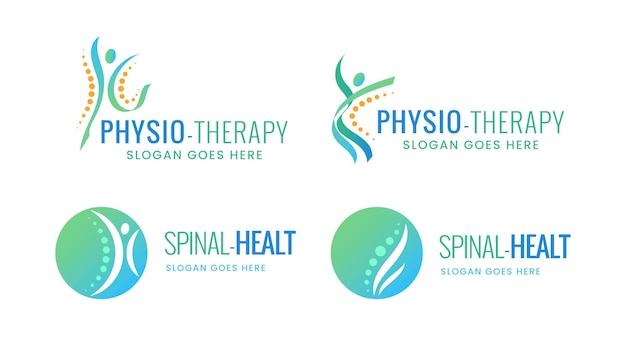 Set of gradient physiotherapy logo templates