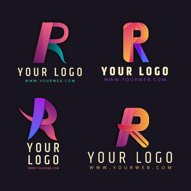 Set of gradient r logo templates