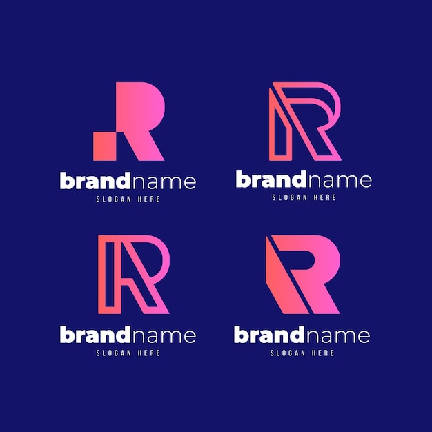 Set of gradient r logo templates