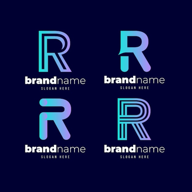 Free Vector set of gradient r logo templates