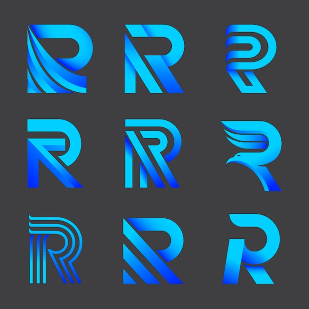 Free Vector set of gradient r logo templates