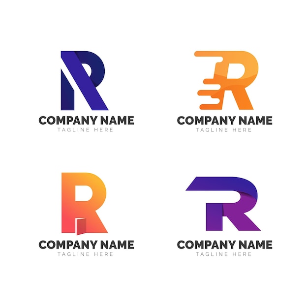 Set of gradient r logo templates