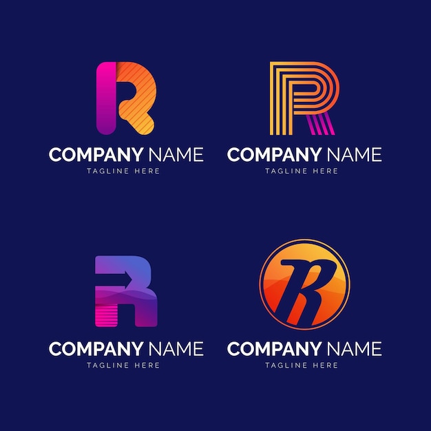 Free Vector set of gradient r logo templates