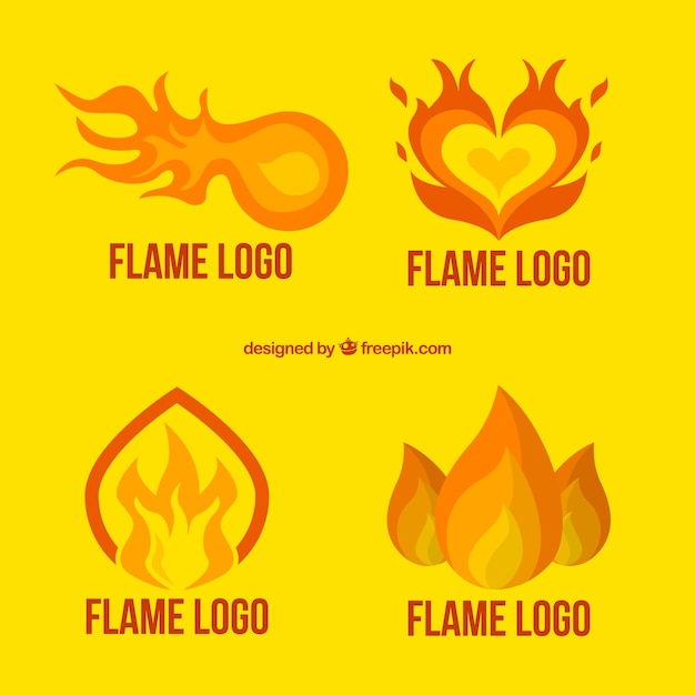 Set of great logos with flames