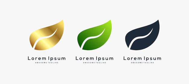 Set of green leaf logo design inspiration vector