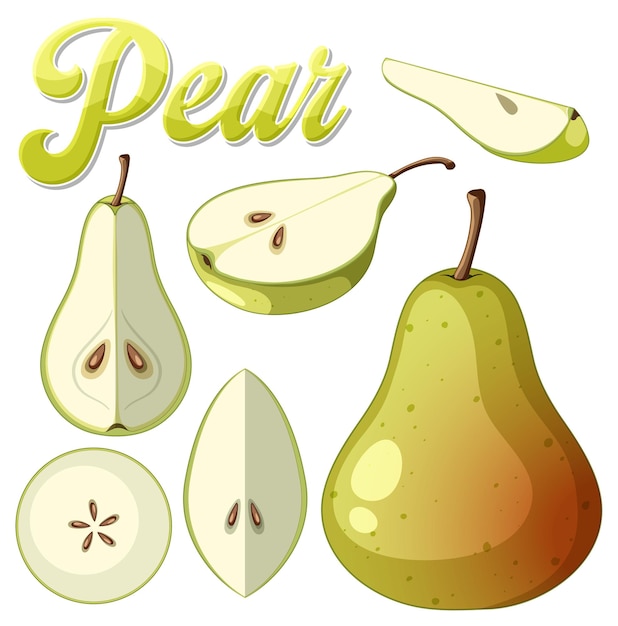 Free vector set of green pear isolated