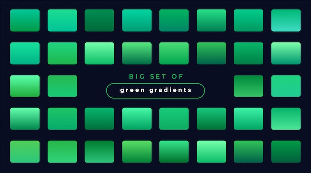 Set of green smooth gradients