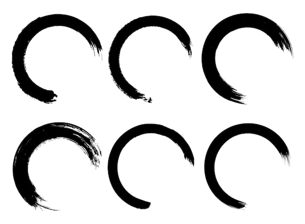 Free Vector set of half circles brush strokes