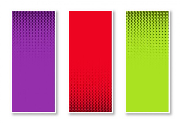 Set of halftone vertical banner background in three colors beautiful design