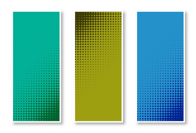 Set of halftone vertical banner background in three colors beautiful design