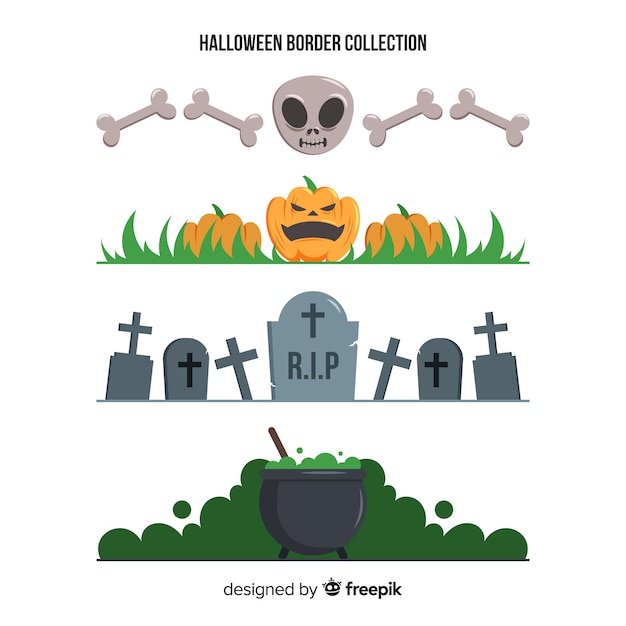 Set of halloween borders