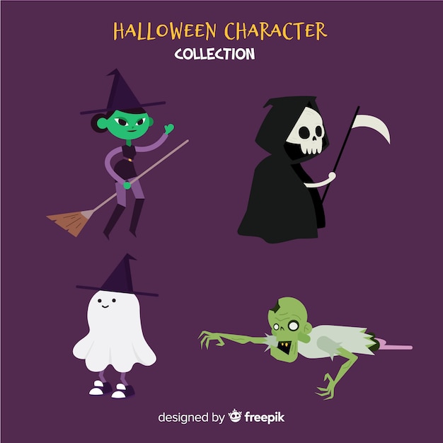 Set of halloween characters in cartoon style