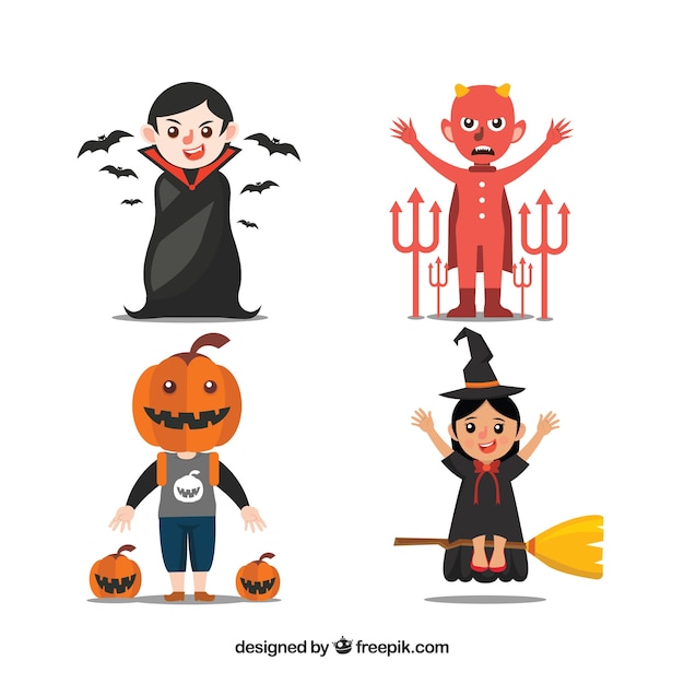 Free Vector set of halloween characters