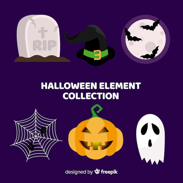 Set of halloween elements