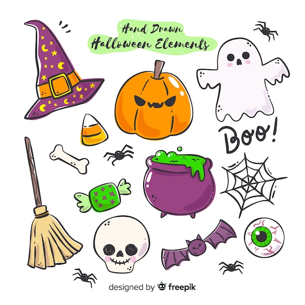 Set of halloween elements