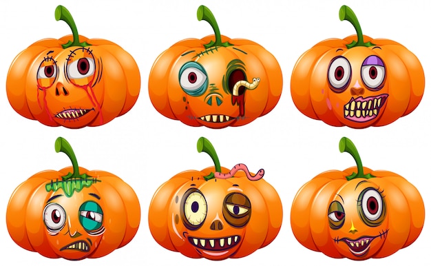 Free Vector set of halloween pumpkin