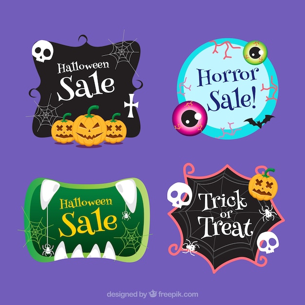 Set of halloween sale stickers