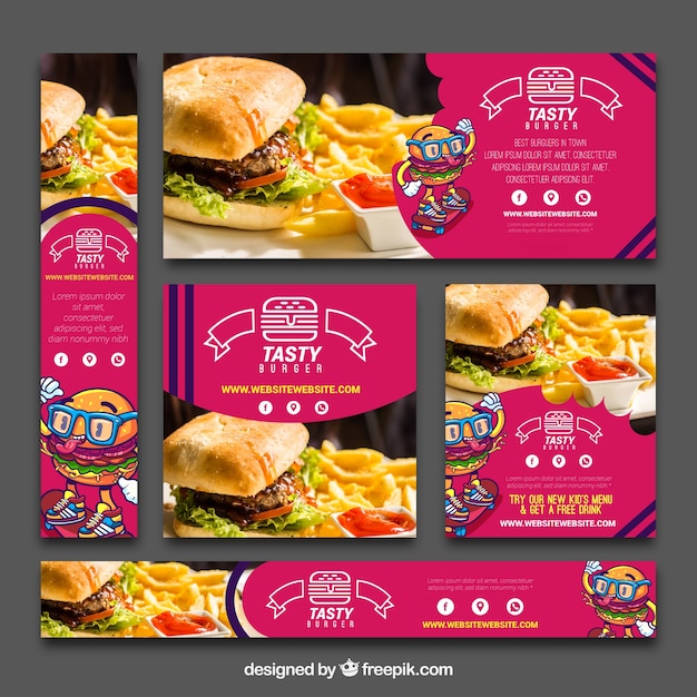 Set of hamburger banners