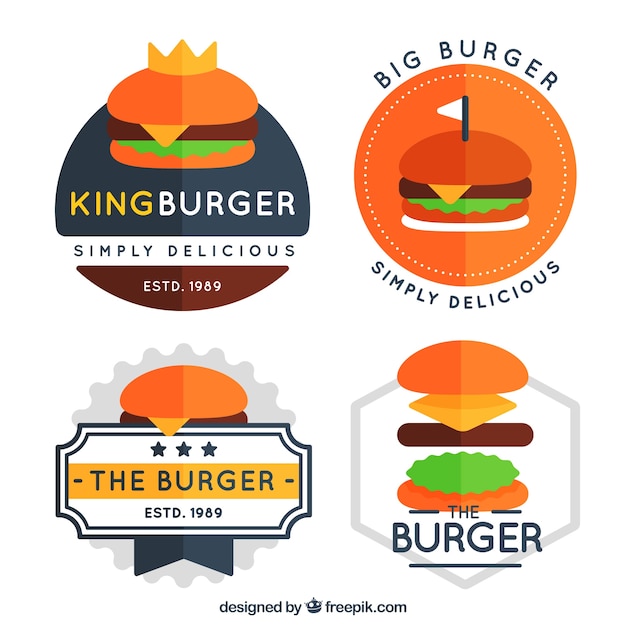 Free Vector set of hamburger flat logos