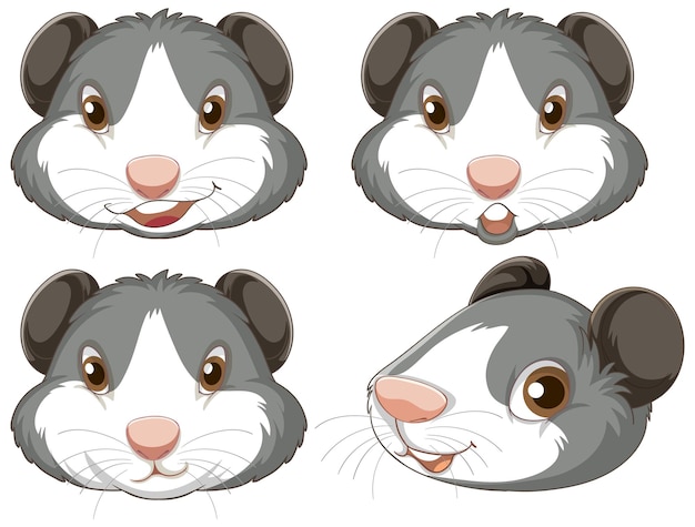 Free Vector set of hamster rodents cartoon character