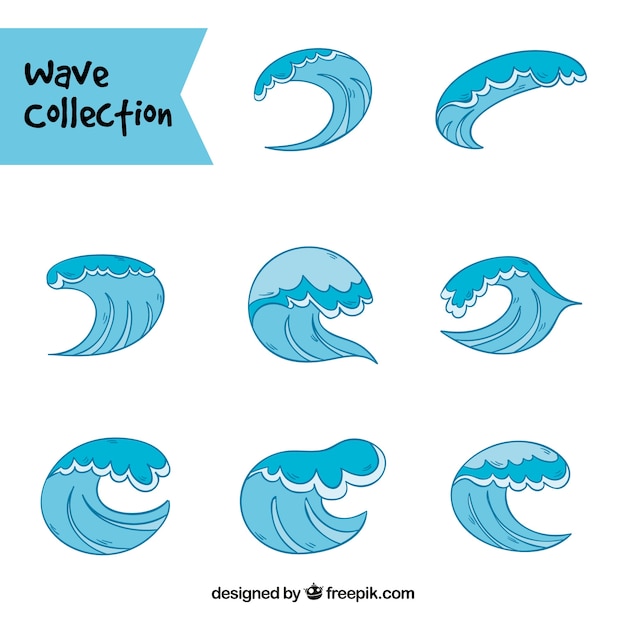 Set of hand drawn abstract waves 