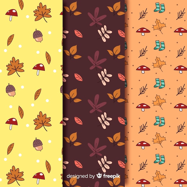 Free Vector set of hand drawn autumn patterns