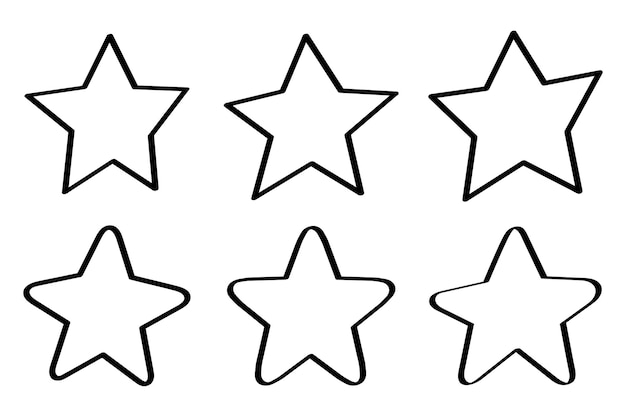 Free Vector set of hand drawn black outline stars