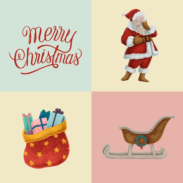 Set of hand drawn Christmas illustrations