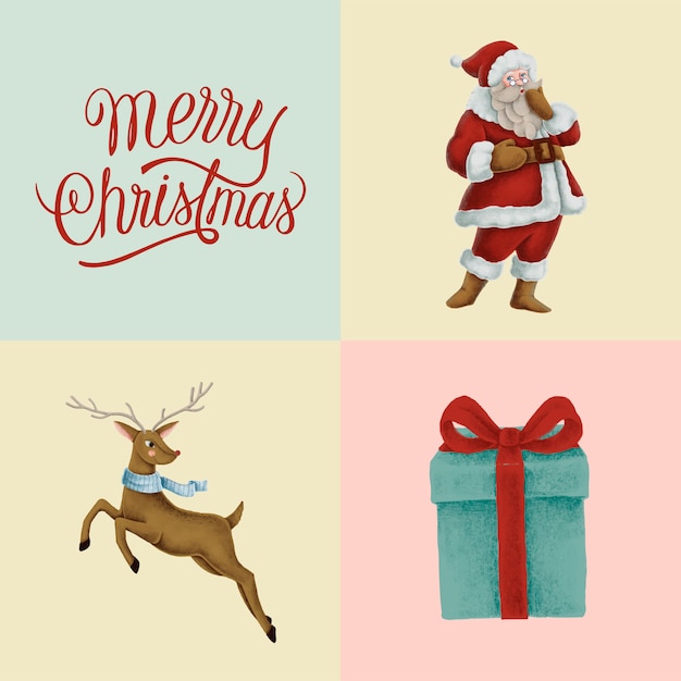 Set of hand drawn Christmas illustrations