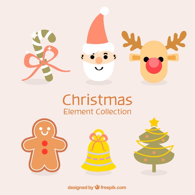 Set of hand drawn christmas objects